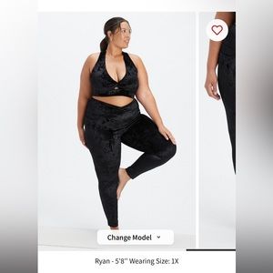 Fabletics Black Velour Active Set (2 piece) PLUS SIZE 1X/2X (read description)